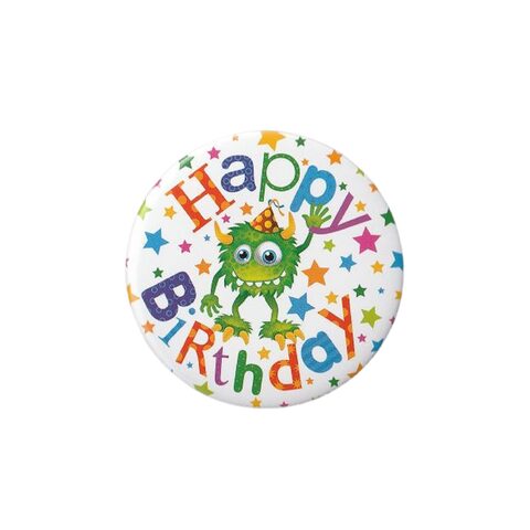 Simon Elvin  Medium Party Badges - Happy Birthday - Monster