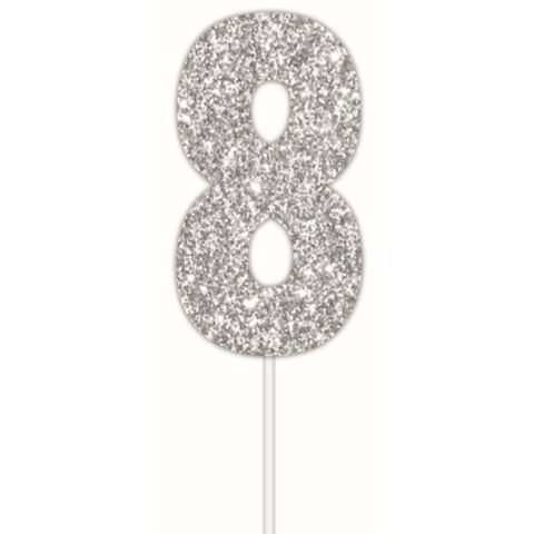 Artwrap Silver Party Cake Toppers - Number 8