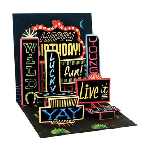 Up With Paper Treasures POP-Up Light Up Greeting Card - Birthday Lights