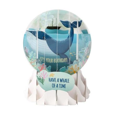 Up With Paper POP-Up Snow Globe Greeting Card - Whale