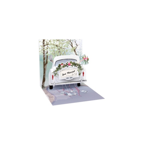 Up With Paper Treasures Pop Up Greeting Card - Wedding Car