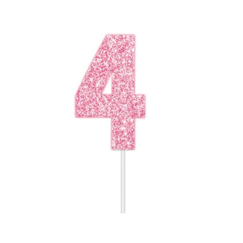 IG Design Group Party Cake Topper - Glitter Pink Number 4