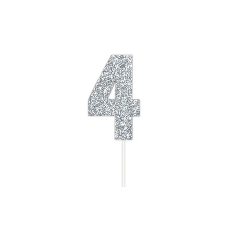 Artwrap Silver Party Cake Toppers - Number 4