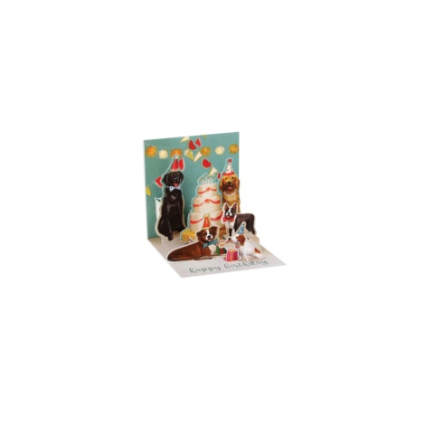 Up With Paper Trinkets Mini Pop Up Gift Card - Birthday Dogs