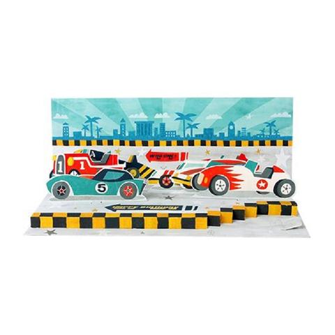 Up With Paper Panoramics POP-Up Greeting Card - Race Cars