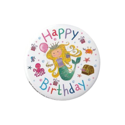 Simon Elvin  Medium Party Badges - Happy Birthday Mermaid