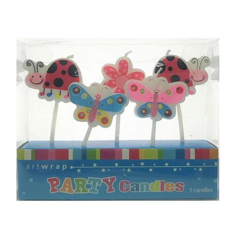 Artwrap 5 Pick Candles - Ladybug And Butterfly