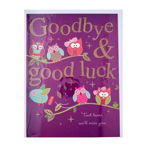Piccadilly Farewell Card - Goodbye  Good Luck Twit Twoo Well miss you