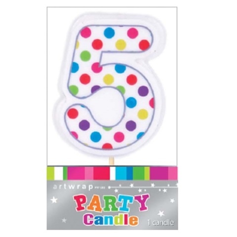Artwrap Polka Dot Number Candles - Five