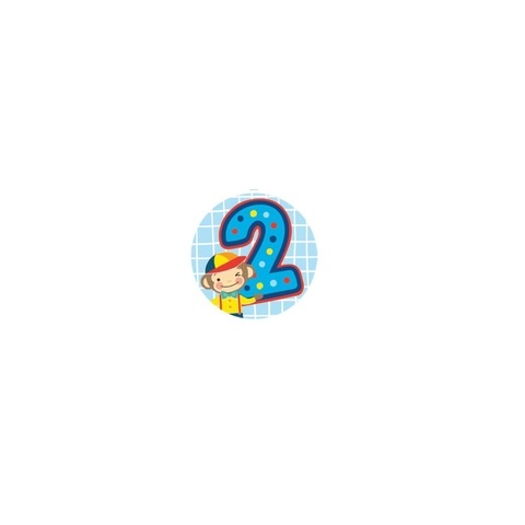 Artwrap Medium Party Badges - 2Nd Birthday Monkey