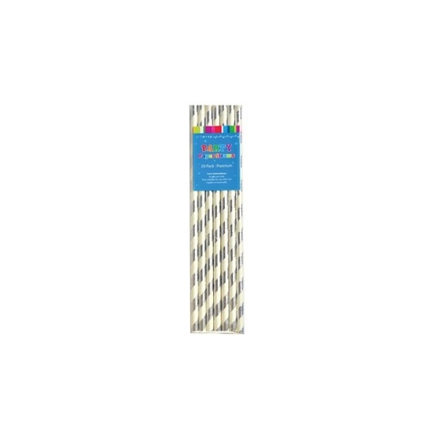 Artwrap Party Paper Straws - Silver Stripes