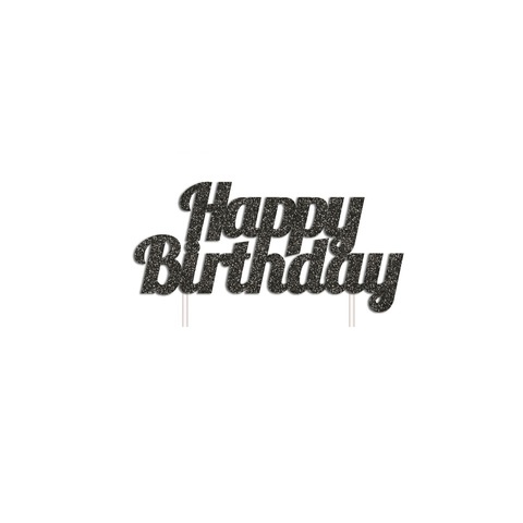 Artwrap Party Cake Topper - Happy Birthday Black