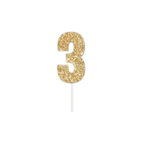 Artwrap Gold Party Cake Toppers - Number 3