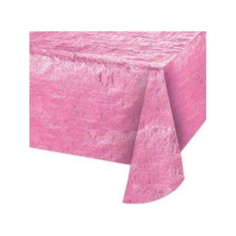 Creative Converting Metallic Tablecover- Candy Pink