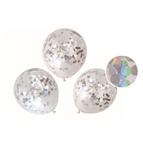 Artwrap Glitter Confetti Balloons - Iridescent and Silver Confetti