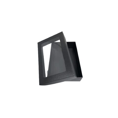 AEIOU  Medium Plain Convenience Box With Window Lid - Black