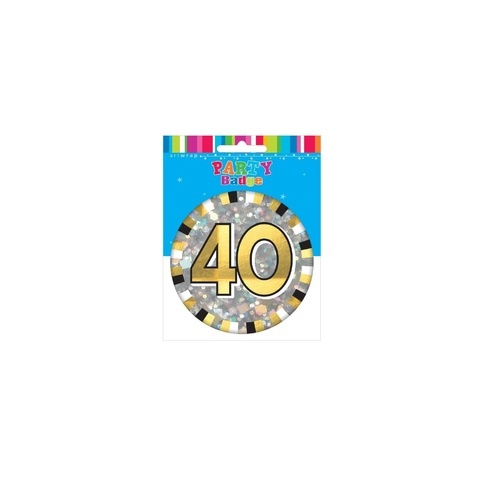 Artwrap Large Party Badges - 40Th Birthday Holographic