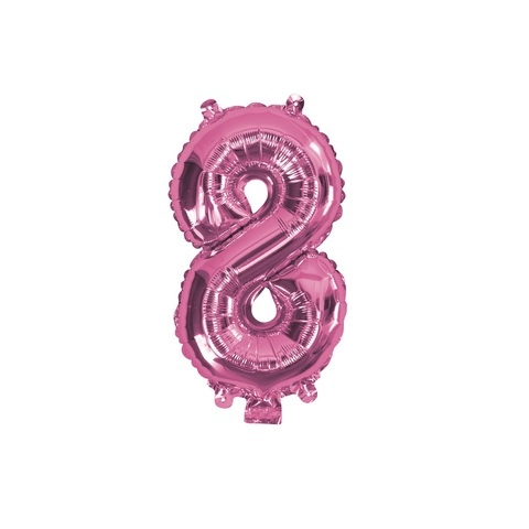 Artwrap 35 Cm Pink Party Foil Balloon - Number 8
