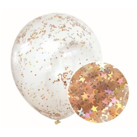 Artwrap Rose Gold Glitter 30cm Star Confetti Balloon