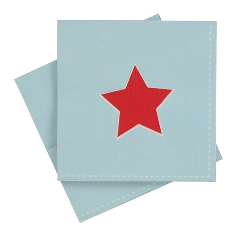 Sambellina Blue with Red Star 3ply 165cm Napkin